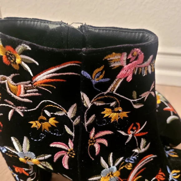 Lulu's Black Floral Embroidered Ankle Boots - Picture 8 of 10